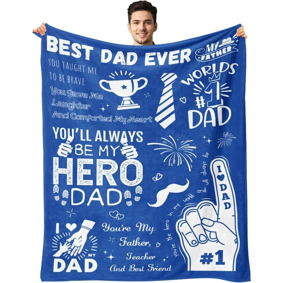 Fathers Day Blanket Gifts for Dad - Dad Presents from Daughter Son - Christmas Valentines Day Birthday Gifts for Daddy Who Have Everything - Best Father Ever Blanket - Throw Blanket 50"x60" Black