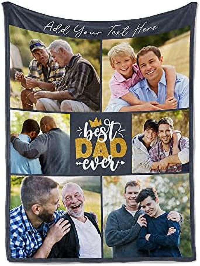 Fathers Day Blanket Gifts for Dad Personalized Custom Photo Blanket