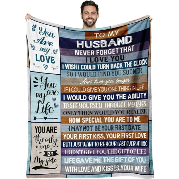 Fathers Day Blanket Gifts for Husband, to My Husband Birthday Gifts 50"x60", Husband Gifts from Wife, Best Husband Ever Gifts for Him, Husband Anniversary Valentine Wedding