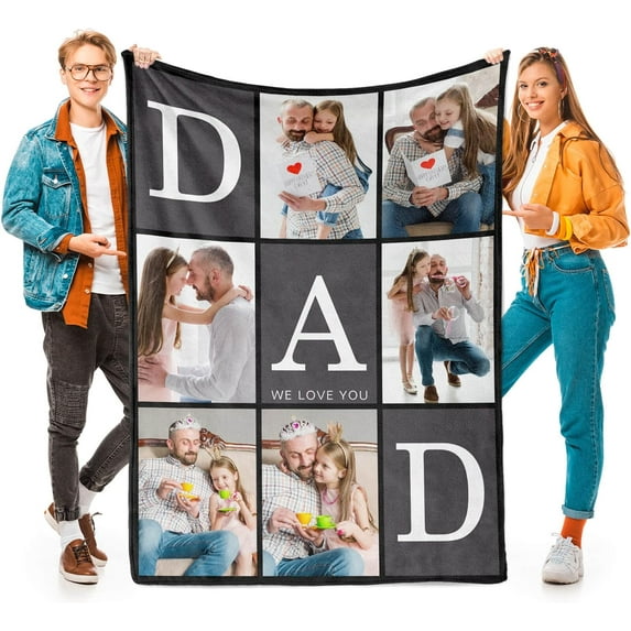 Fathers Day Blankets Gifts for Dad from Wife Daughter Son, Letter Warm Soft Throw Blankets for Dad, Dad Birthday Gifts, Father Blankets, I Love You Dad Blankets, 70"x 50"