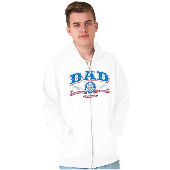 Fathers Day Commander in Chief Dad Men's Big & Tall Graphic Zip Up Hoodie Brisco Brands 3X