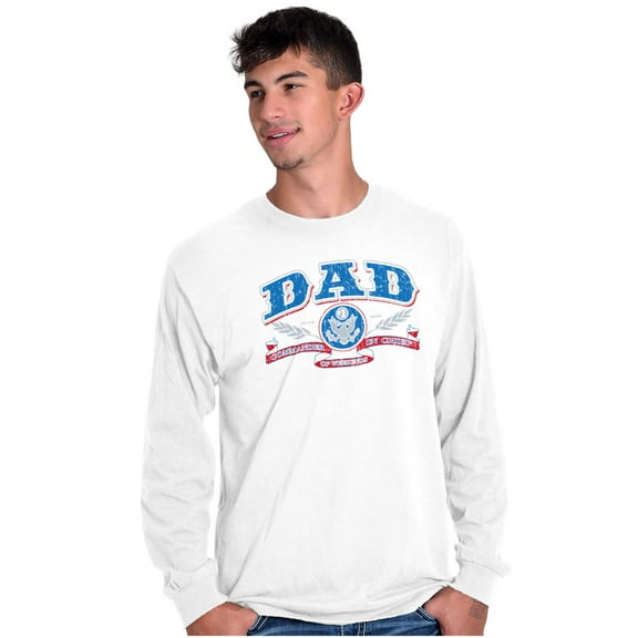 Fathers Day Commander in Chief Dad Men's Long Sleeve Tee T Shirt Brisco Brands X