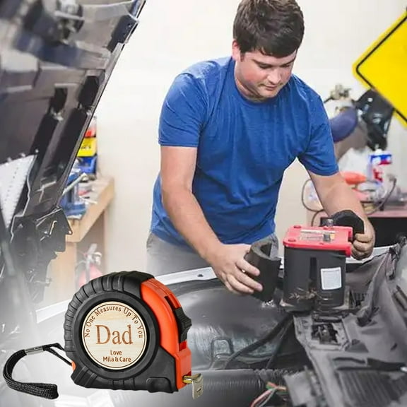 Fathers Day Creative Tape Measure Retractable Blade with Personalized Lettering, Plastic Body Fun Gift for Dads & DIY Enthusiasts, Red 1PC