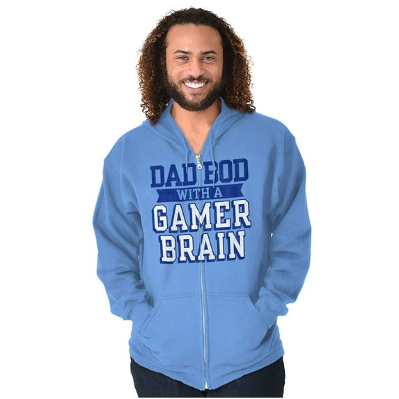 Fathers Day Dad Bod Video Gamer Brain Zip Hoodie Sweatshirt Men Brisco Brands 2X