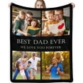 thumbnail image 1 of Fathers Day Dad Gifts Custom Blanket with Photos Father Gifts from Daughter Son, Personalized Pictures Blanket Christmas Birthday Gifts for Daddy, 1 of 6