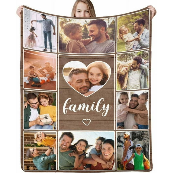 Fathers Day Dad Gifts Custom Blanket with Photos Father Gifts from Daughter Son, Personalized Pictures Blanket Christmas Birthday Gifts for Daddy