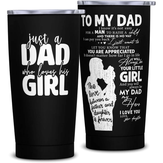 Fathers Day Dad Gifts from Daughter, Birthday Gifts for Dad from Daughter, Gifts For Dad From Daughter, To My Dad 20oz Tumbler with Lid and Straw from Daughter, Father Gifts from Daughter
