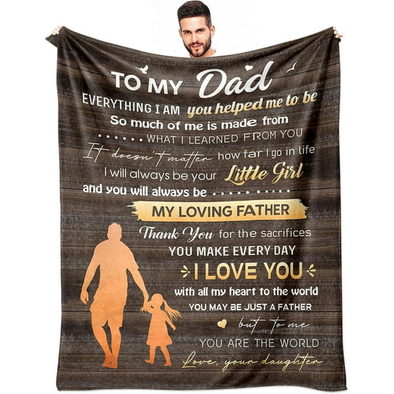 Fathers Day Dad Gifts from Daughter, Gifts for Dad from Daughter, Father's Day Daddy Gifts from Daughter, Father Birthday Gift from Daughter, Present for Dad Fleece Blankets 60"x50"
