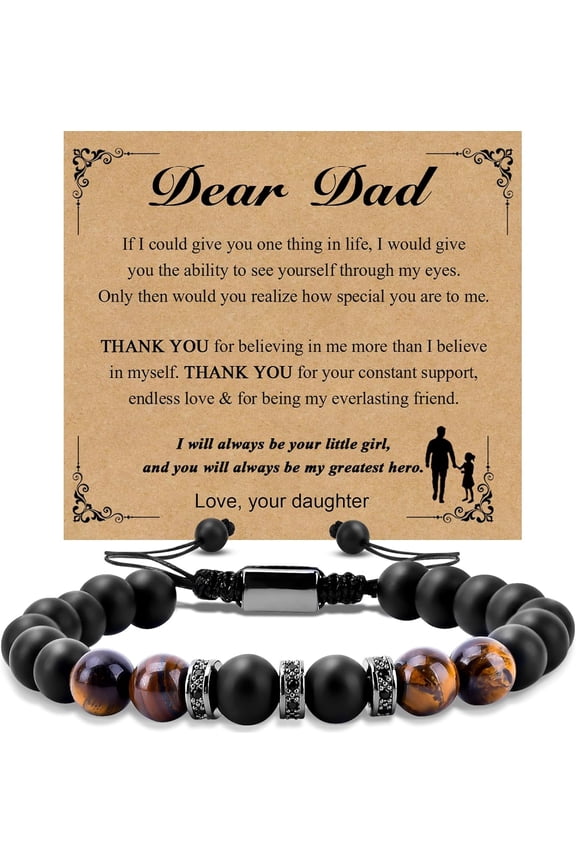 Fathers Day Dad Gifts from Daughter Son Bracelets for Men Mens Gifts Father's Day Birthday Gifts for Men Dad Mens Bracelet Natural Stone for Husband Boys Him Boyfriend