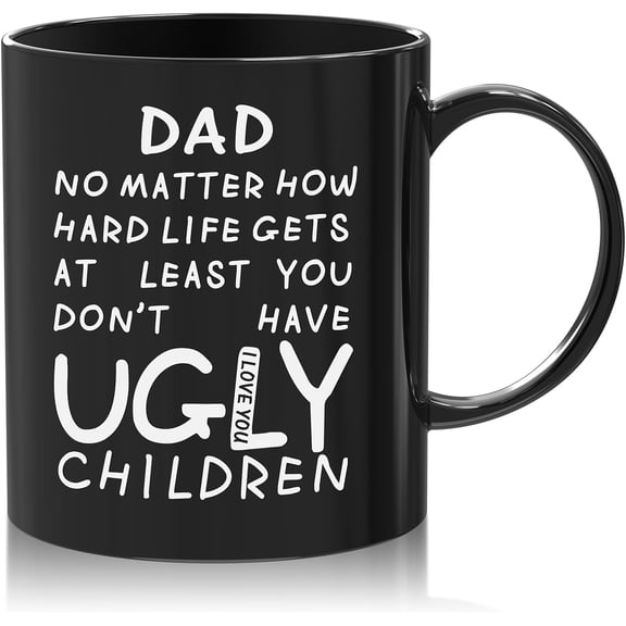 Fathers Day Dad Gifts from Daughter Son Kids Wife,11oz Funny Black Coffee Mug Gifts for Dad,Cool Fathers Day Present Idea for Dad,Personalized Birthday Gifts for Dad Papa Stepdad Father in Law Men Him