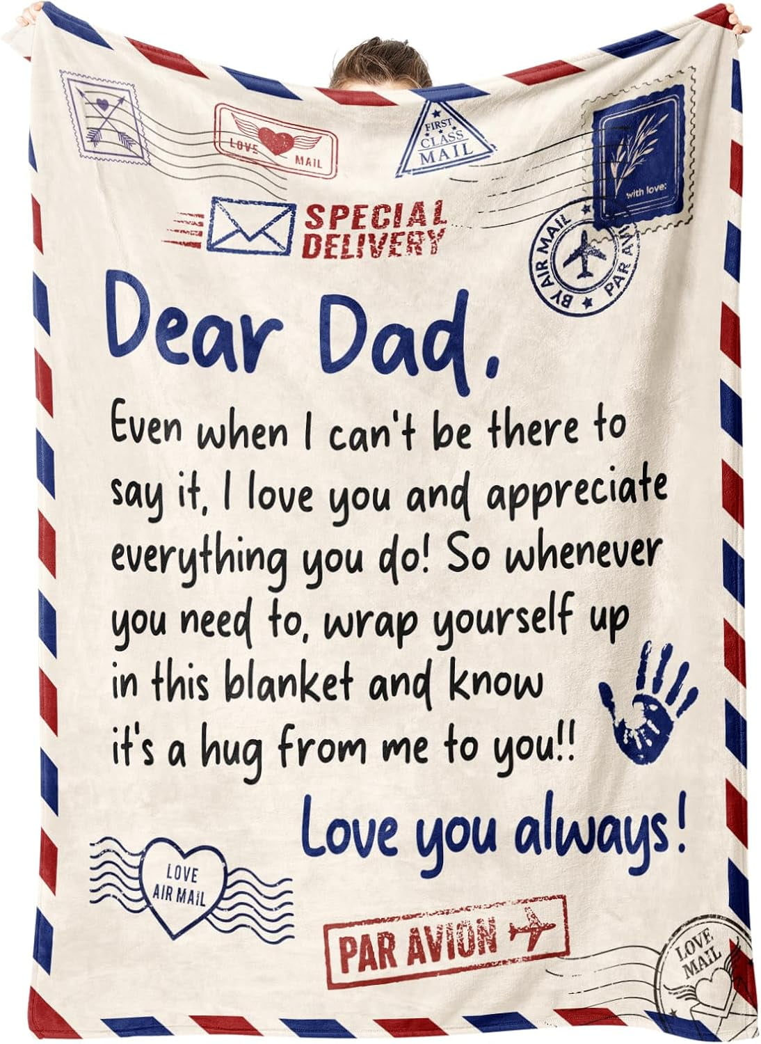 Gifts for Dad from Daughter Son- Soft Letter Blanket- Dear Dad Birthday Gift, Love You Always Blanket Throw for Bed Sofa Napping