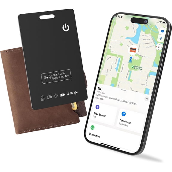 Fathers Day Dad Gifts, Ultra-Thin Wallet Tracker Card, Rechargeable 0.094in IP68 Waterproof Bluetooth Tracker for Wallets, Passport, Work with Apple Find My, Card Locator(iOS Only)