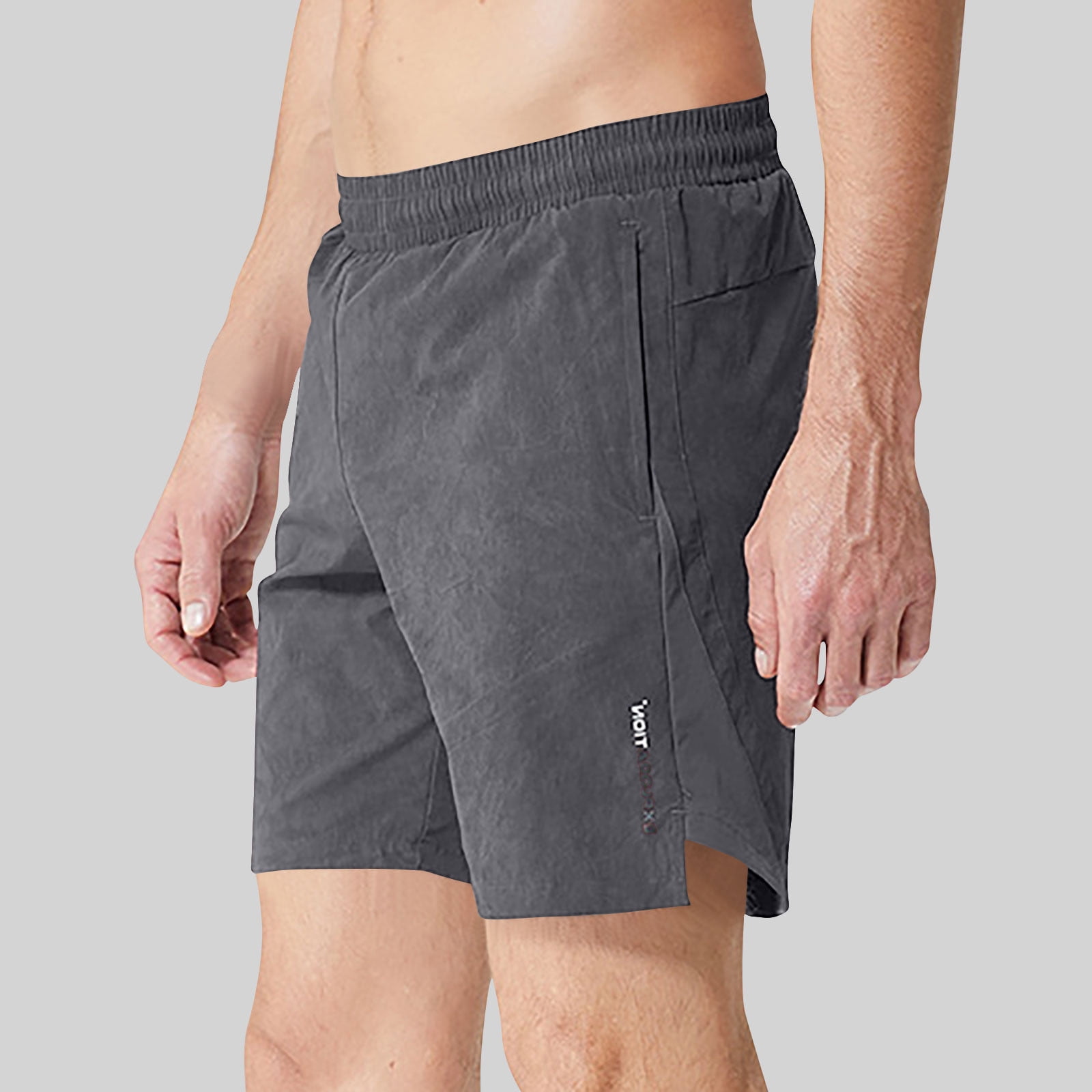 MCPORO Men's Gym Shorts 5-Pack - Quick Dry Athletic Shorts, 10-Inch Inseam With Pockets, Black Navy Grey