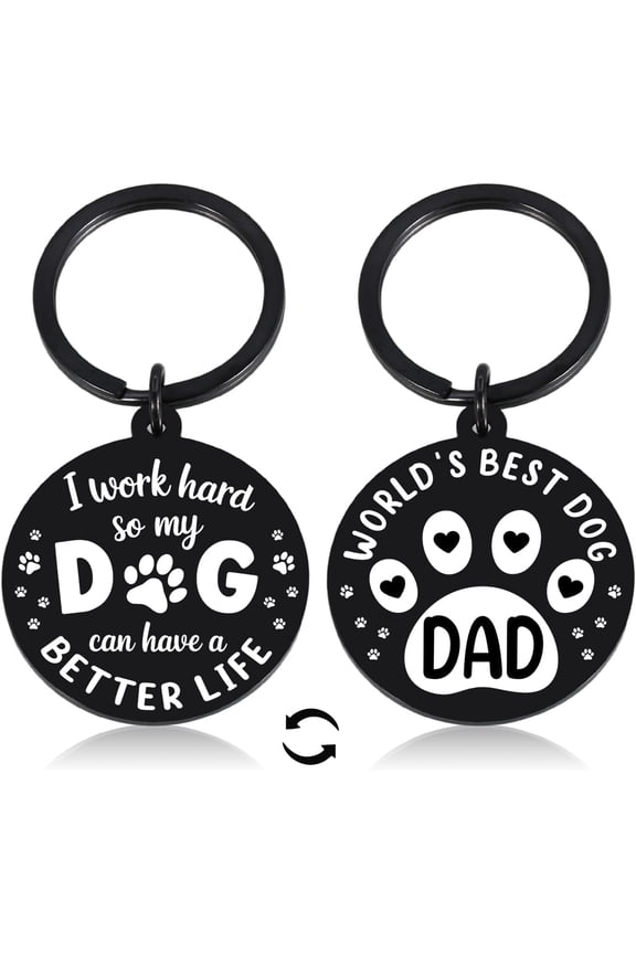 Fathers Day from Dog Dad Fathers Day Keychain Best Dog Dad Gifts for Pet Lover Funny dog dad Gifts from Daughter Son Pet Lovers Best Friends Daddy Daddies Gift Double-Sided