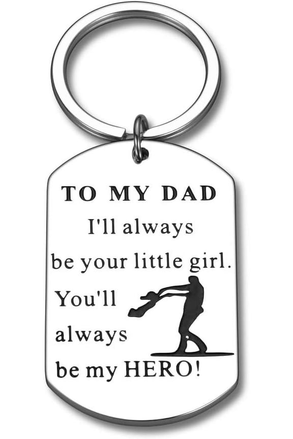 Fathers Day Gift for Dad Stepdad Keychain from Daughter Kids to Daddy Step Father to Be Birthday Christmas Valentines Day Ill Always Be Your Little Girl Anniversary Thanksgiving Key Chain Tags