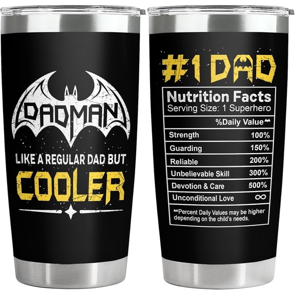 Fathers Day Gift for Dad Tumbler 20oz, Cool Dadman Travel Mug, Funny Superhero Dad Birthday Gifts from Daughter Son Wife, Coffee Cup for Sport Travel Office