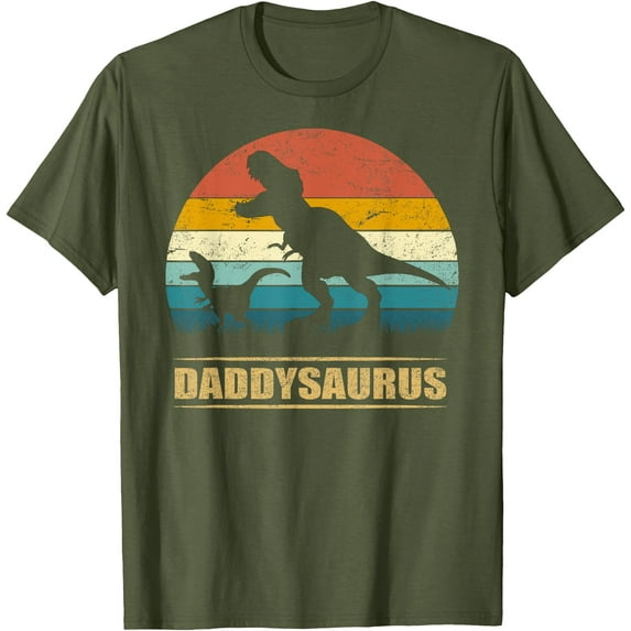Fathers Day Gift Daddysaurus Dad To Be T rex Dinosaur Unisex T-Shirt for Men Women,Military Green Color,Size L