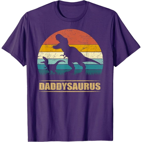Fathers Day Gift Daddysaurus Dad To Be T rex Dinosaur Unisex T-Shirt for Men Women,Purple Color,Size M