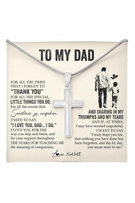 Fathers Day Gift for Men, Birthday Gift for Father from Son, Cross Necklace for Dad from Son, To My Daddy Necklace with Message Card and Gift Box, Christian Jewelry