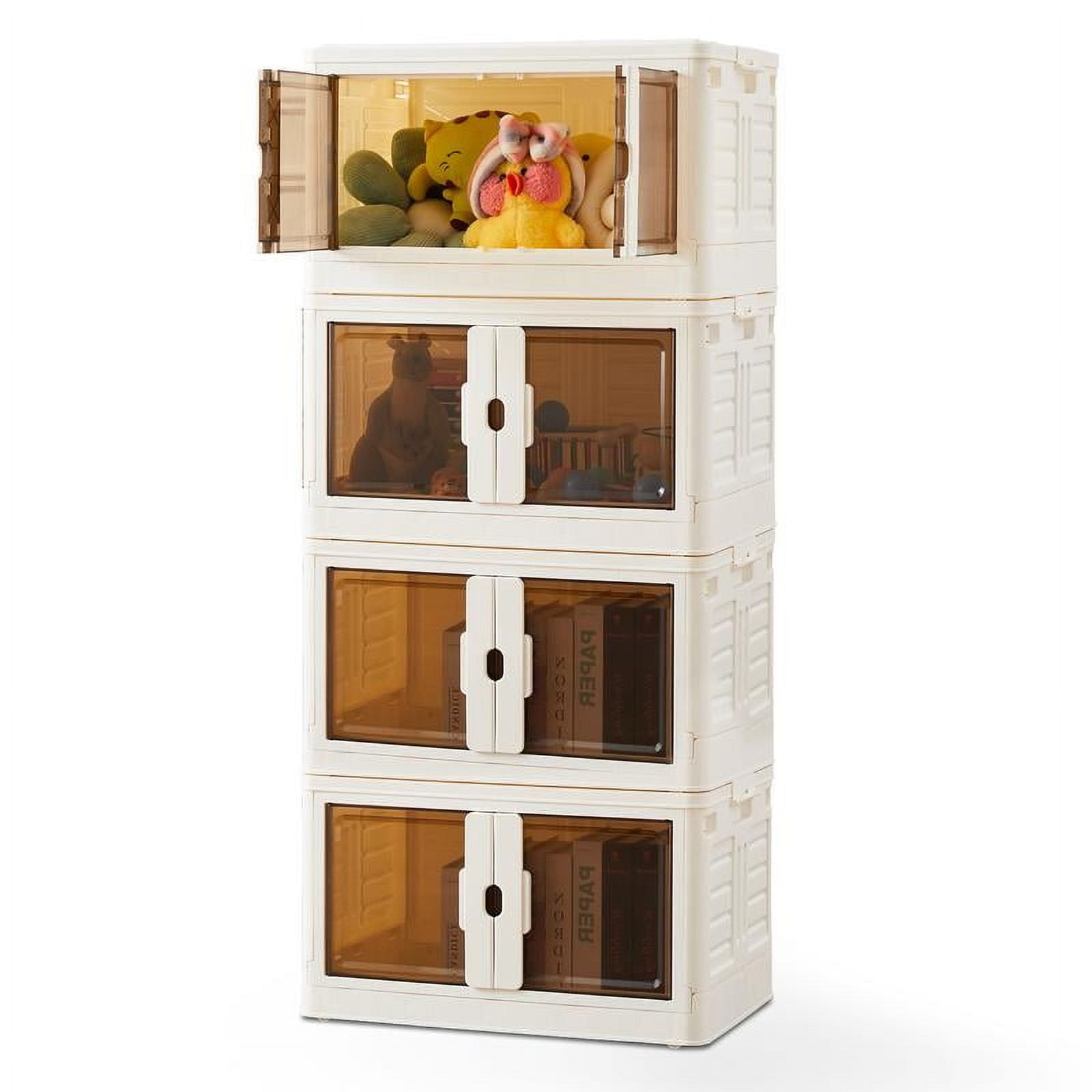 Sweet Furniture Stackable Plastic Storage Bins with Lid - 23QT Foldable ...