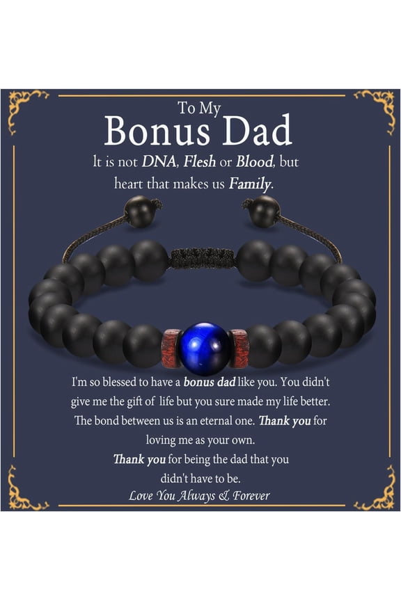 Fathers Day Gift for Bonus Dad, Daddy, Step Dad, Papa, Boyfriend's Dad Bead Bracelet for Birthday, Christmas Best Gifts Idea