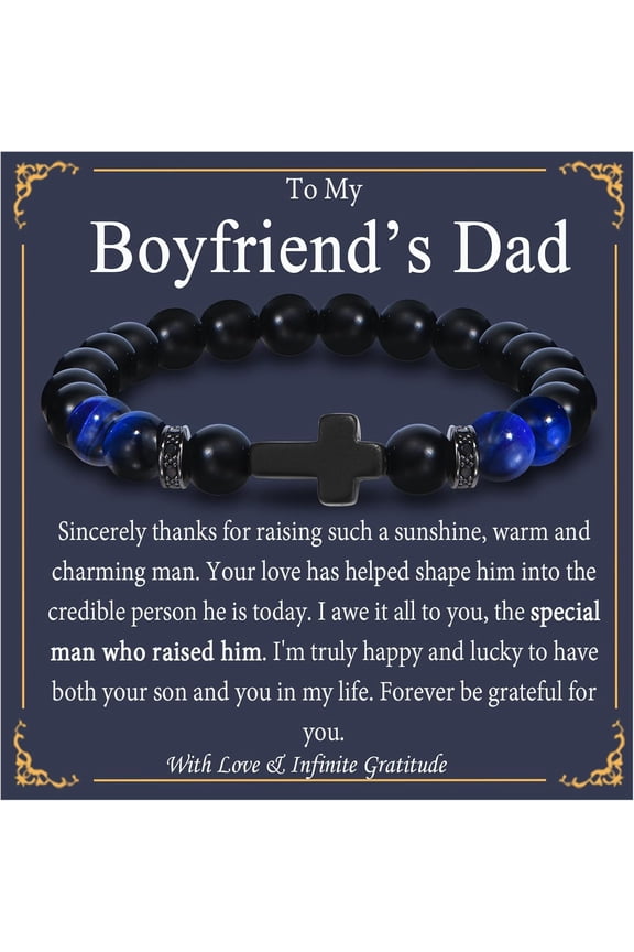 Fathers Day Gift for Bonus Dad, Stepdad, Grandpa, Daddy, Boyfriend's Dad Beaded Bracelet for Him on Birthday, Christmas