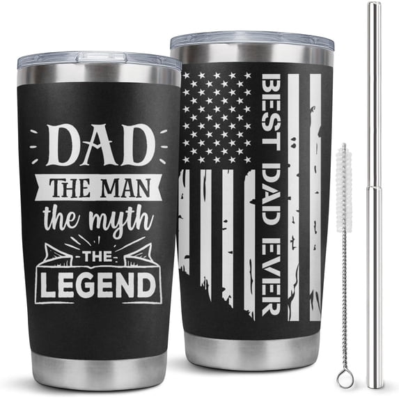 Fathers Day Gift for Dad Birthday Gifts for Dad From Kids Daughter Wife Retiremen Gifts for Dad Stainless Steel American Flag Tumbler Cup 20oz