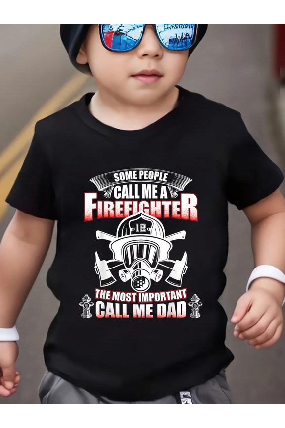 Fathers Day Gift for Firefighter Dad - Fireman T Shirt Kids T-Shirt Kids Graphic Tee Soft Cotton Short Sleeve Casual Shirt