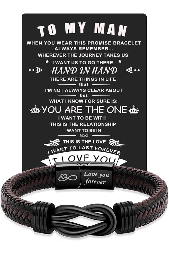 Fathers Day Gift for Him Mens Bracelet To My Man Leather Bracelet I Love You Gift Mens Birthday Gift Husband Boyfriend Couple Mens