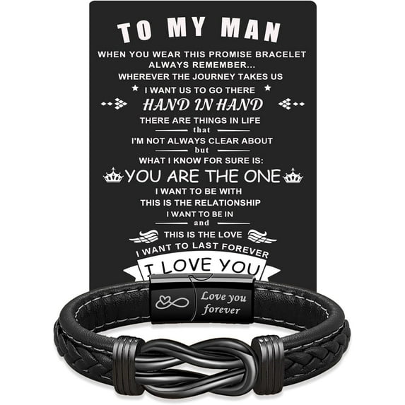 Fathers Day Gift for Him Mens Bracelet To My Man Leather Bracelet I Love You Gift Mens Birthday Gift Husband Boyfriend Couple Mens