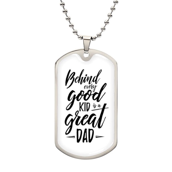 Fathers Day Gift from Son & Daughter - Graphic Military Dog Tag Necklace (Optional Personalized Engraving)