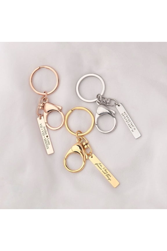 Fathers Day Gift from Wife - Engraved Keychain - Name Keychain Personalized - Stainless Steel Mens Keychain - Fathers Day for Husband