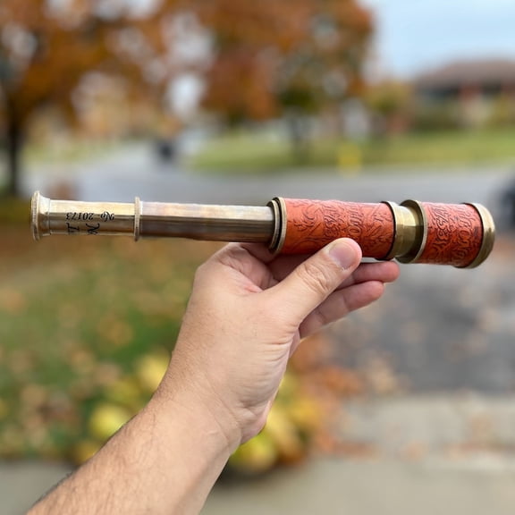 Fathers Day Gift to Daddy, Personalized Telescope, Gift for Grandfather, Handmade Nautical Working Telescope, Engraved Pirate Spyglass