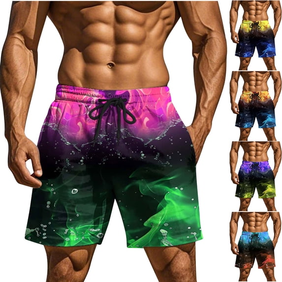 Fathers Day Gifts DDAPJ pyju Men's Graphic Beach Shorts Summer Casual Vacation Shorts Drawstring Waist Swim Trunks with Pockets Sky Blue XXL
