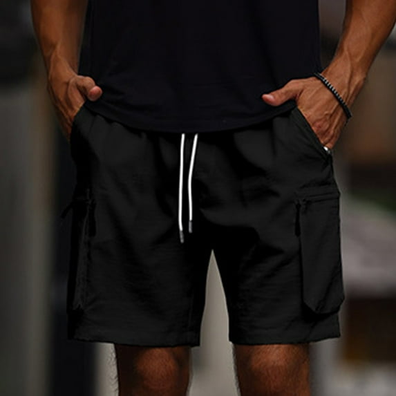 Fathers Day Gifts Dgankt Gifts for Men Men's Summer Casual Elastic Rope Solid Color Sports Five Quarter Pants Pocket Loose Workwear Shorts