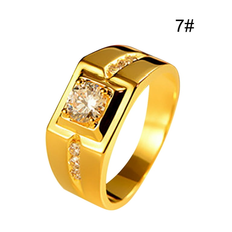 Fathers Day Gifts Gentleman Temperament Plated 24K Gold Ring Men's Domineering Ring Eternal Engagement Wedding Ring Teacher Appreciation Gifts, Size