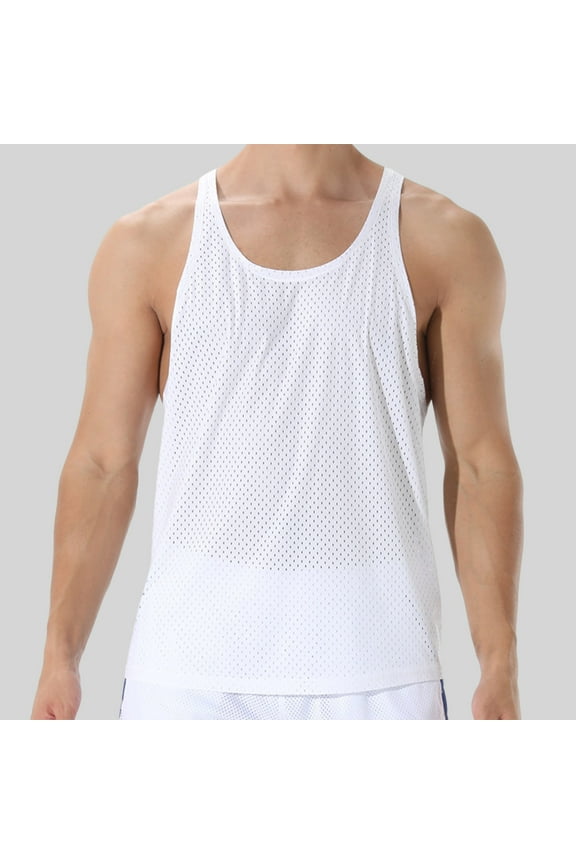 Fathers Day Gifts for Husband Dgankt Muscle Shirts for Men Men's Fishnet Mesh Tank Top Sleeveless Sheer Shirt Gym Workout Fitted Muscle Top Undershirt