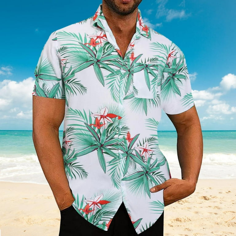 Fathers Day Gifts Mens Shirts Spring Summer Casual Hawaiian Beach
