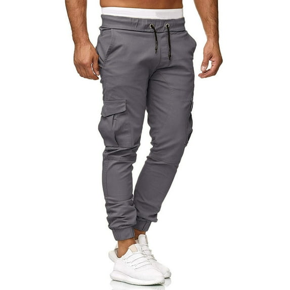 Fathers Day Gifts Mens Sweatpants Men Casual Elastic Joggings Sport Solid Baggy Pockets Trousers