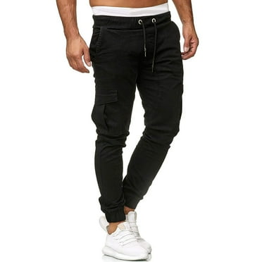 Fathers Day Gifts Mens Sweatpants Men Casual Elastic Joggings Sport Solid Baggy Pockets Trousers