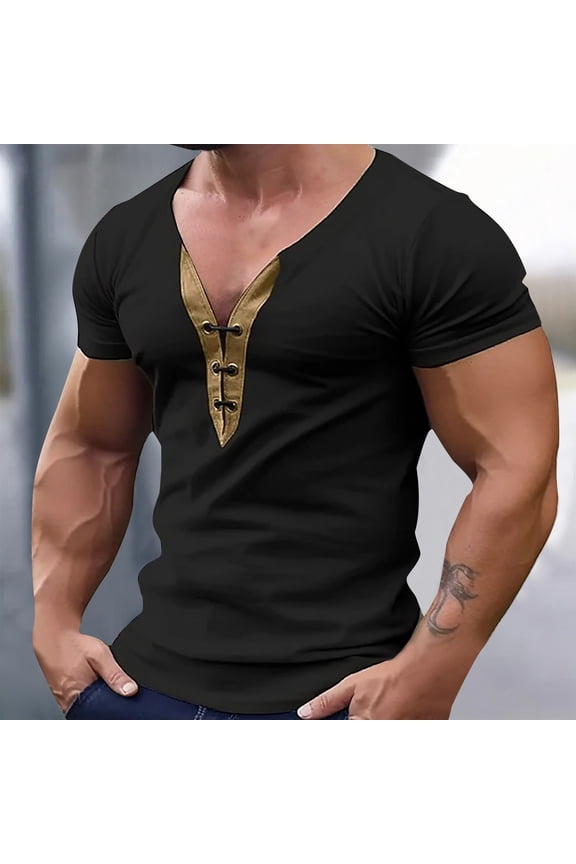 Fathers Day Gifts for Dad Dgankt Gifts for Men Spring/Summer European And Men's Thin-neck Sports Fitness Short Sleeved T-shirt