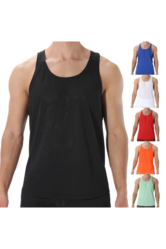 Fathers Day Gifts for Husband Dgankt Tank Tops Men's Fishnet Mesh Tank Top Sleeveless Sheer Shirt Gym Workout Fitted Muscle Top Undershirt