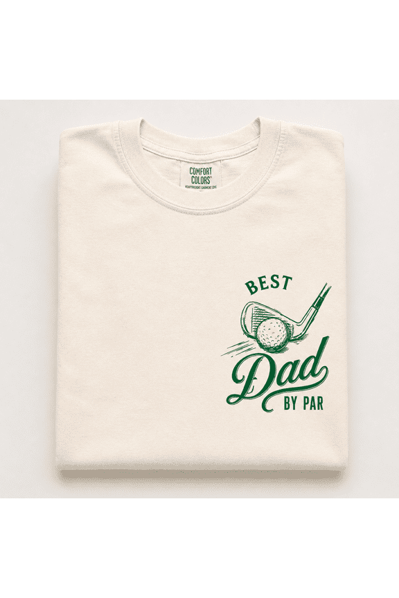 Fathers Day Golf Comfort Colors Shirt, Best Dad By Par Pocket Tee, Funny Minimalist Golfer Dad Husband Gift, Unisex