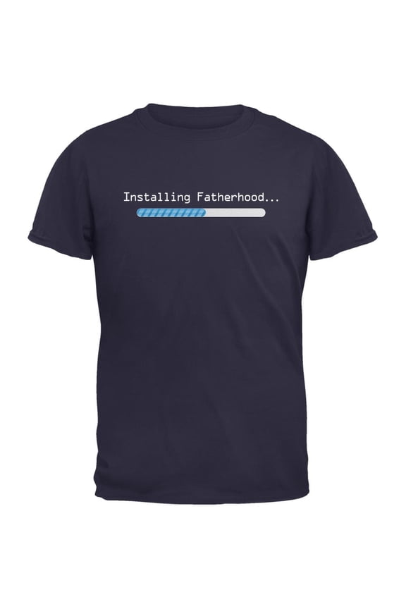 Fathers Day Installing Fatherhood Navy Adult T-Shirt - Large