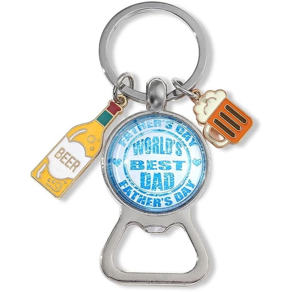 Fathers Day Keychain Gifts for Dad Husband Worlds Best Dad Bottle Opener Key Chain for Daddy Stepdad Stepfathers Day Gift for Beer Dad from Daughter Son Wife