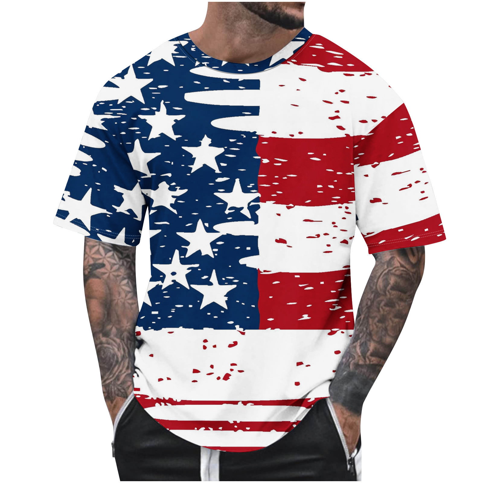 Fathers Day Men's T-Shirts 4th of July Fashion Print Quick Drying Turn ...