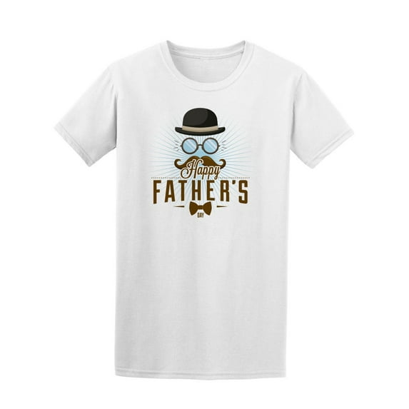Fathers Day Mustache Top Hat T-Shirt Men -Image by Shutterstock, Male 4X-Large
