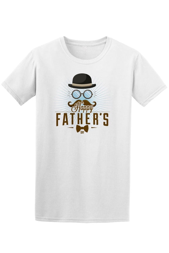 Fathers Day Mustache Top Hat T-Shirt Men -Image by Shutterstock, Male x-Large