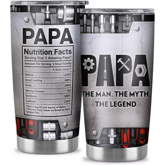 Fathers Day Papa Gifts - Gifts for Papa from Granddaughter Grandson - Papa Gifts from Grandchildren - Birthday Gifts for Papa - Best Papa Ever Gifts - Stainless Steel Tumbler Cup 20oz
