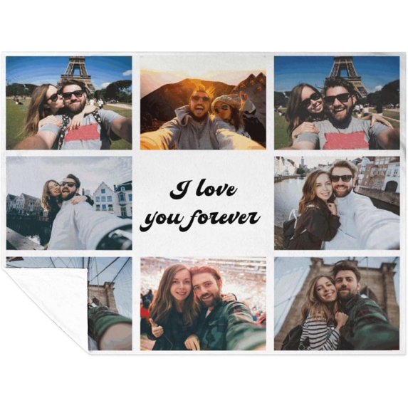 Fathers Day Personalised Gifts from Daughter Son-Custom Blanket with Photo Text-Customised Blankets-Multiple Colors Sizes Soft Flannel Blankets-Gifts for Dad Mum Grandma Grandfather